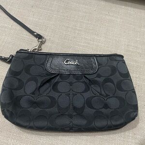 Coach Black Signature Pattern Wristlet